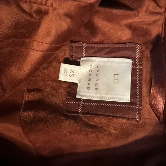 LC Lauren Conrad Rust Velvet Jacket - Picture 2 of 2